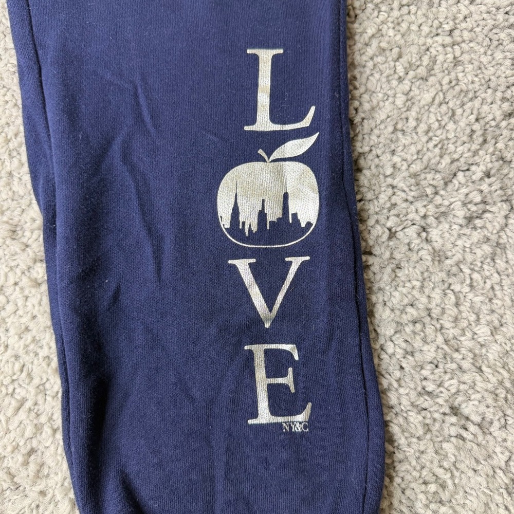 New York & Company Womens Navy Blue LOVE Graphic Jogger Sweatpants Size L - Picture 3 of 5